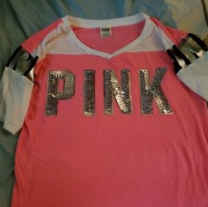 Vs pink silver BLING v- neck